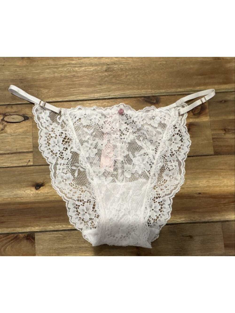 VICTORIA'S SECRET L WHITE DREAM ANGELS MINI STRING BIKINI LACE STRAP PANTIES NWT